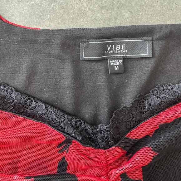 Vintage Y2K Rose Lace Women's Blouse All Over Print Neckline Floral Top Medium - Picture 3 of 5